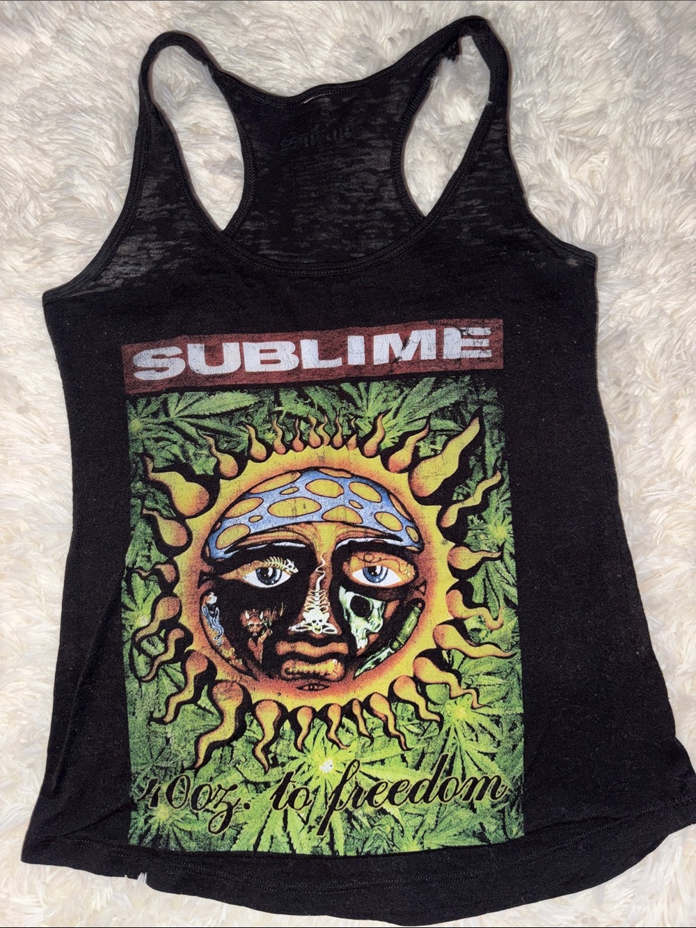 Sublime Black Graphic Racerback Tank Top - Sun Artwork